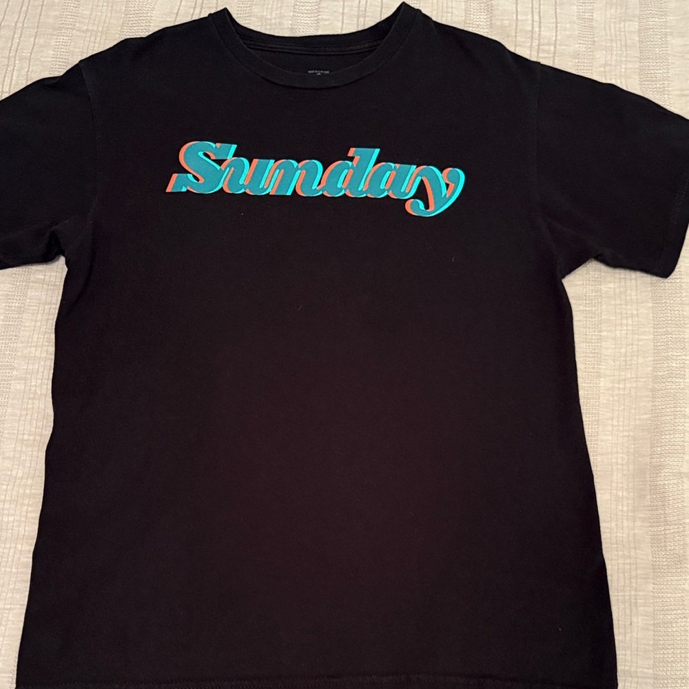 Sunday Black Tee with Teal and Orange Sunday logo